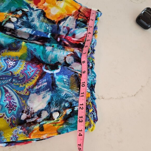 Jams World Medium Watercolor Pattern Rayon Wide-Leg Pants Hawaiian Boho Colorful - Picture 7 of 10